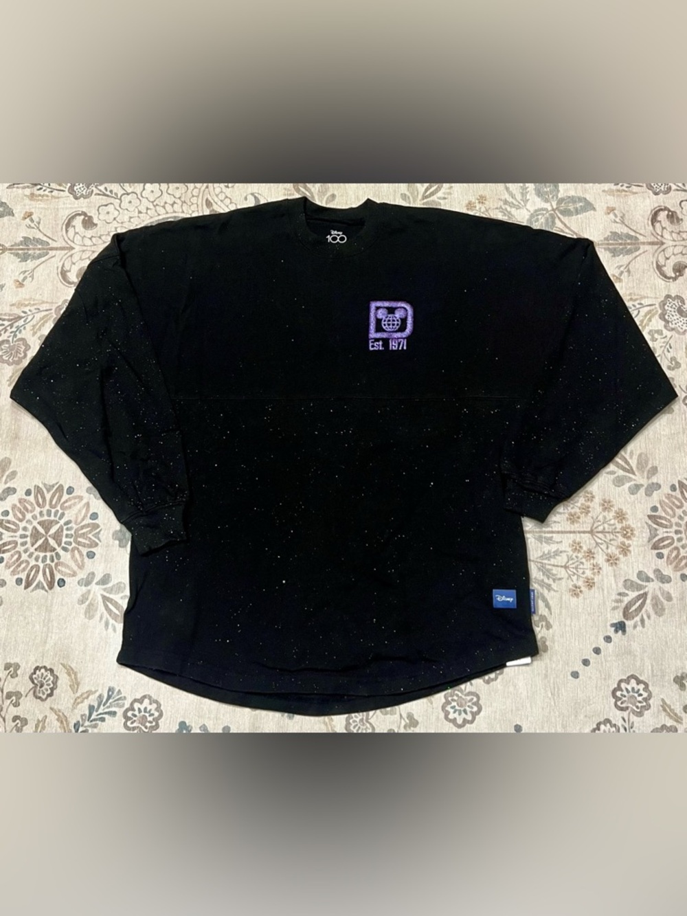 Disney Spirit Jersey 100 Years of Wonder Unisex Small Black Fireworks Sparkle - Picture 3 of 9